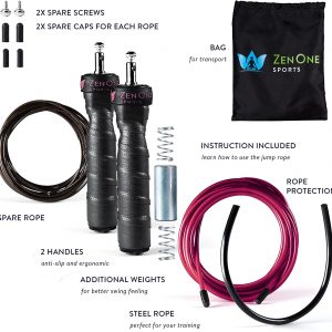 ZenRope Skipping Rope, Speed Rope with Ball Bearing, Professional Jumping Rope for Adults, Adjustable Length, incl. Extra Steel Rope, E-book, Entry Guide & Bag, 3m Rope Length