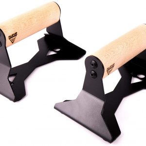 PULLUP & DIP Wooden Push Up Bars With Ergonomical Handle And Heavy-Duty Steel – Anti-Slip Press Up Handles Handstand Bars For Calisthenics and Fitness