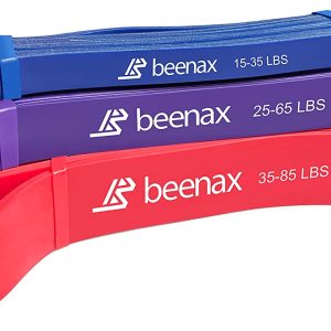 Beenax Resistance Bands Pull Up Assist Bands Set – 3 Different Levels Workout Exercise Bands for CrossFit, Powerlifting, Muscle and Strength Training, Stretching and Mobility, Yoga – Men & Women