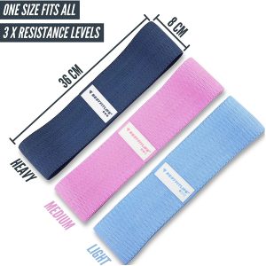 Best Fit Life – Fabric Resistance Band Set. 3 Pack of Premium Resistance Bands for Legs and Glutes. Light to Heavy Resistance Levels suit Women & Men. Non Slip Material.