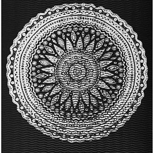 Lions 15mm Thick NBR Exercise Mats with Carry Straps, Mandala Print, Non-Slip Floor Mat for Yoga, Pilates, Gymnastic and Fitness 183cm x 61cm (Black Mandala)