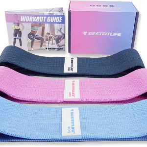 Best Fit Life – Fabric Resistance Band Set. 3 Pack of Premium Resistance Bands for Legs and Glutes. Light to Heavy Resistance Levels suit Women & Men. Non Slip Material.