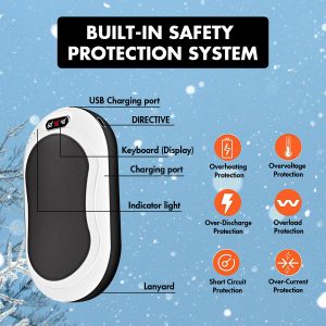 KATIX Hand Warmers, Hands Warmer Rechargeable, 10000mAh Large Power Bank, 4 in 1 Portable Reusable Instant Heater, Electric Hand Warmer for Outdoor Activities in Winter, Great Gifts