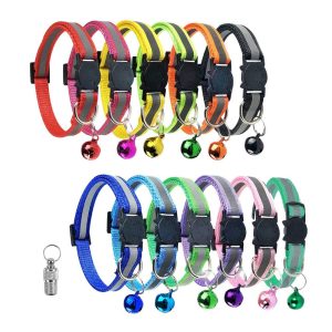 tao pipe 12 Pack Reflective Cat Collar Adjustable Breakaway Dog Collar with Bell Quick Release Safety Collar with Anti-Lost Tags