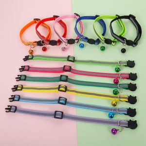 tao pipe 12 Pack Reflective Cat Collar Adjustable Breakaway Dog Collar with Bell Quick Release Safety Collar with Anti-Lost Tags