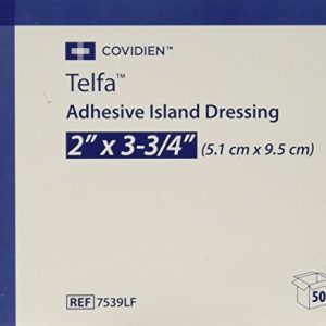 Telfa Adhesive Island Dressings, 2×3.75 Sterile Latex Free Tape & Drsg in 1, 50 ea