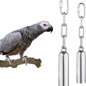 HPiano Stainless Steel Bell Toys For Parrots 2 pcs, Stainless Steel Bells Toy with Sweet Sound for Bird Parrot Macaw African Greys Cockatoo Parakeet Cockatiels