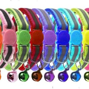 Cluos 12 PACK Reflective Cat Collars Quick Release with Bell Safety Nylon Kitten Collars Adjustable 19-32cm