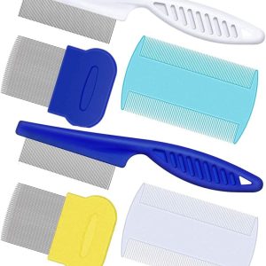 6 Pieces Flea Comb for Cats Dogs Lice Combs Fine Tooth Comb Grooming Set Remove Float Hair Tear Marks Tick Removal Tool