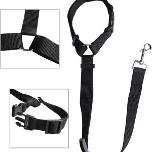 Jinkesi 2Pcs Dog Seat Belt, Adjustable Dog Safety Harness Dog Safety Leash Leads for Travel Daily Use (Black)