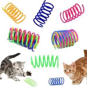 Petnice 12 Pcs Cat Colorful Springs Toys, Cat Creative Toys for Kittens, BPA Free Durable Heavy Plastic Interactive Toys to Kill Time and Keep Fit for Swatting, Biting, Hunting Kitten Toys