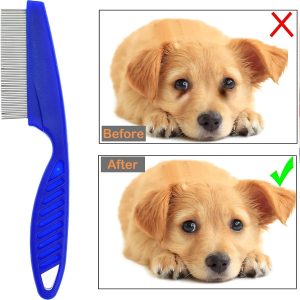 2 Pcs Pet Comb for Cat Dog Flea Lice Tear Stain Remover Combs Fine Tooth Grooming Removal Tool Long Time Using