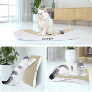 Aibuddy Cat Scratcher, Curve Scratching Pad Reversible Cardboard Lounge Bed with Organic Catnip [ 44x 25x 7cm, Superior Cardboard & Construction]