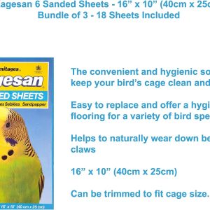 Kagesan Blue BIRD CAGE SAND PAPER SHEETS 3X6 PACK = 18 SHEETS 40cmX25cm