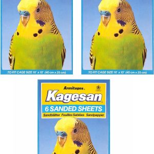 Kagesan Blue BIRD CAGE SAND PAPER SHEETS 3X6 PACK = 18 SHEETS 40cmX25cm